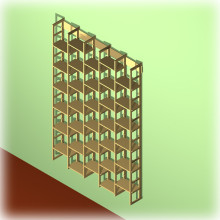 Bücherregal MDF Natur kombiniert mit pastelgrüner Wand